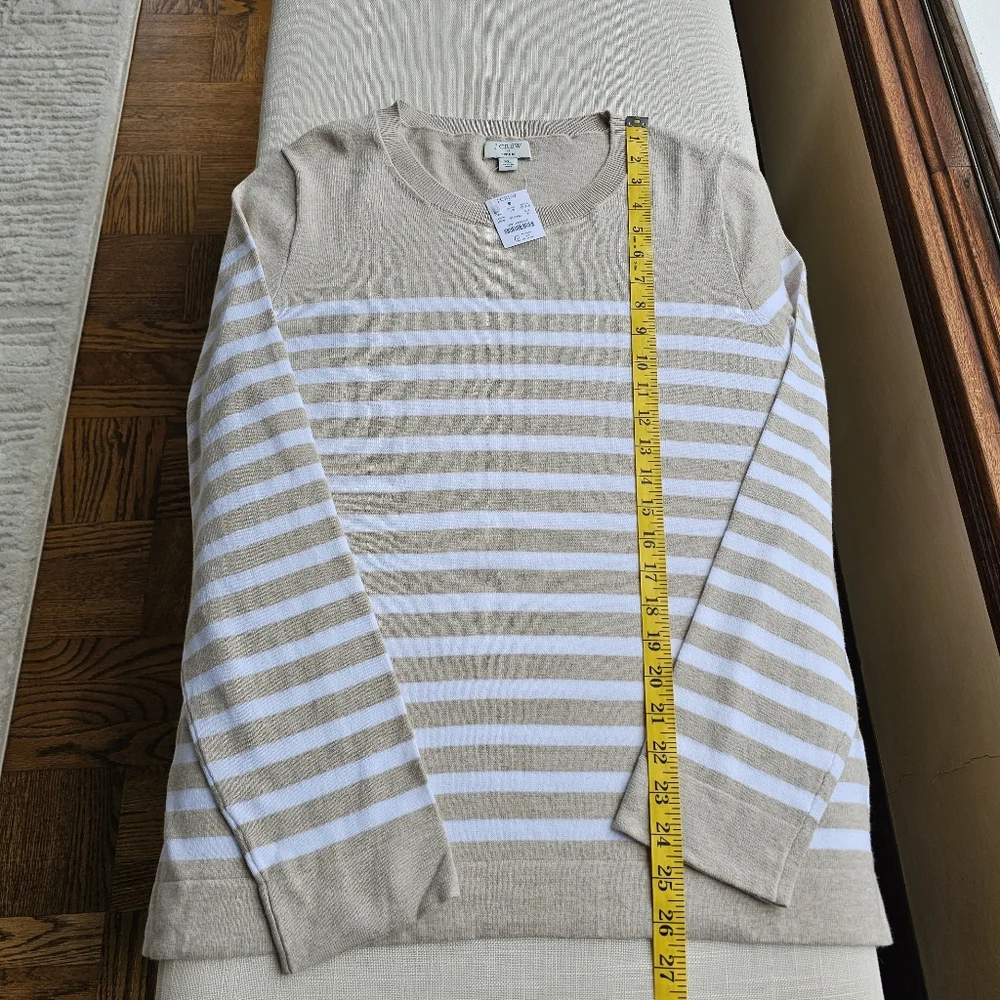 New! J. Crew Sz XL Striped Heather Tan Cotton Teddie Sweater Top NWT BH718
